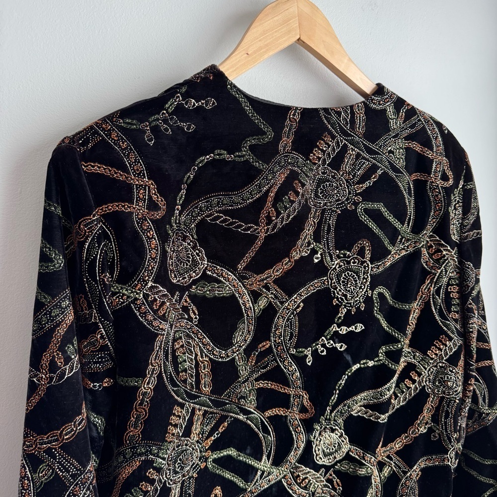 Vintage Artsy Velvet Jacket Womens 14 Petite Black Elegant Sophisticated EUC - Picture 8 of 13